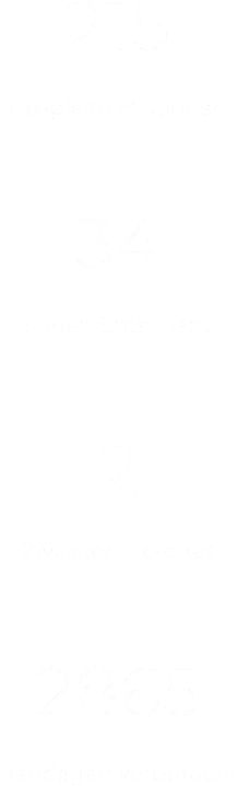 215 Gespielte Missionen 34 Minen Entschärft 2 Zivilisten Gerettet 2865 Bandagen verbraucht